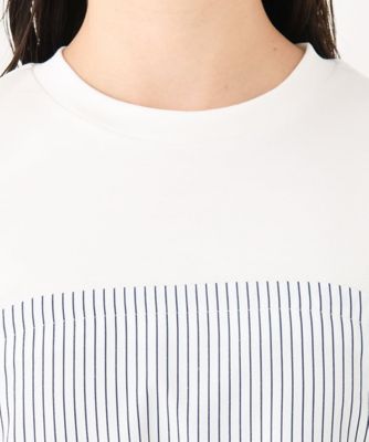 【小さいサイズ】ビスチェレイヤード風フレアーＴシャツ（ストライプ）／洗える