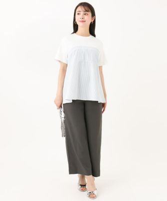 【小さいサイズ】ビスチェレイヤード風フレアーＴシャツ（ストライプ）／洗える