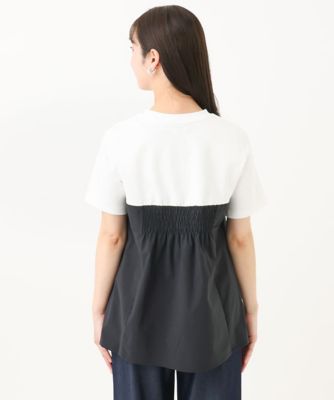 小さいサイズ】ビスチェレイヤード風フレアーTシャツ（無地）／洗える