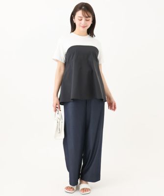 【小さいサイズ】ビスチェレイヤード風フレアーTシャツ(無地)/洗える 小さいサイズ】ビスチェレイヤード風フレアーTシャツ(無地