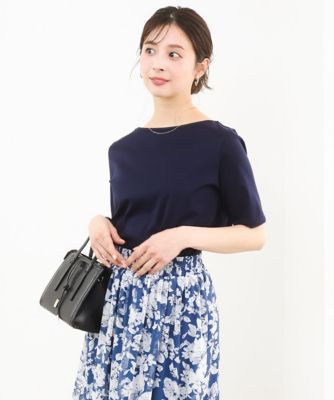 ＜MK MICHEL KLEIN（Women/小さいサイズ）＞【小さいサイズ】シルケットフライス半袖カットソー／洗える