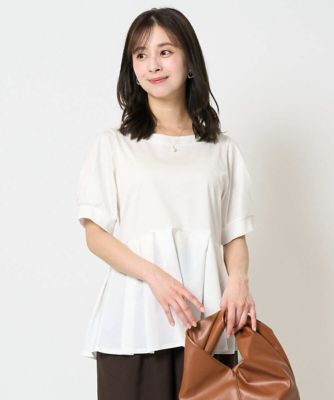 【小さいサイズ】タックディティールカットソー/接触冷感/洗える 小さいサイズ】タックディティールカットソー／接触冷感／洗える