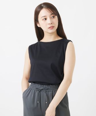 ＜MK MICHEL KLEIN（Women/小さいサイズ）＞【小さいサイズ】シルケットフライス　ノースリーブカットソー／洗える