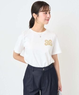 ＜MK MICHEL KLEIN（Women/小さいサイズ）＞【小さいサイズ】イニシャル刺繍コットンＴシャツ／ＵＶカット／接触冷感／洗える