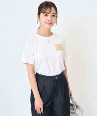 小さいサイズ】イニシャル刺繍コットンTシャツ／UVカット