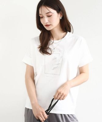 ＜MK MICHEL KLEIN（Women/小さいサイズ）＞【小さいサイズ】フレームロゴデザインＴシャツ／ＵＶカット／接触冷感／洗濯機で洗える