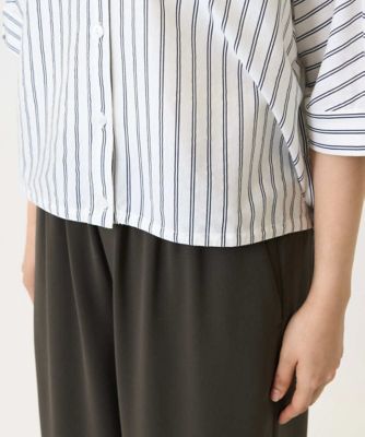 【小さいサイズ】先染めストライプ柄ドロストデザインカットソー／洗える