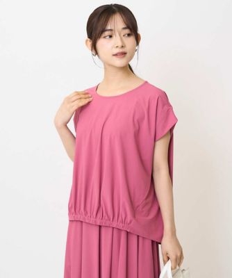 MK MICHEL KLEIN（Women/小さいサイズ）/エムケーミッシェルクラン 【小さいサイズ】フレンチスリーブジャージーカットソー／接触冷感／速乾／洗える／セットアップ対応