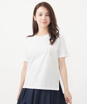 ＜MK MICHEL KLEIN（Women/小さいサイズ）＞【小さいサイズ】フロッキープリントロゴＴシャツ／洗える
