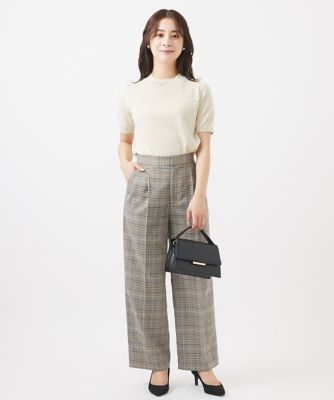 【小さいサイズ】サスペンダー付きワイドパンツ（チェック・無地）／２ｗａｙ／洗える