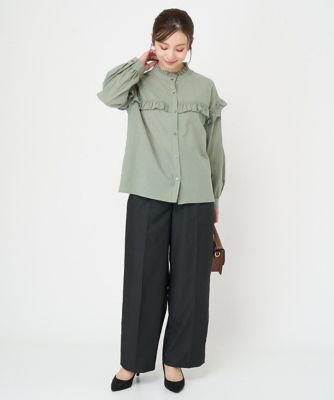 【小さいサイズ】サスペンダー付きワイドパンツ（チェック・無地）／２ｗａｙ／洗える