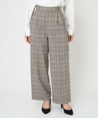 【小さいサイズ】サスペンダー付きワイドパンツ（チェック・無地）／２ｗａｙ／洗える