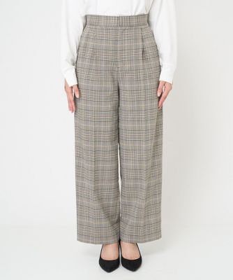 【小さいサイズ】サスペンダー付きワイドパンツ（チェック・無地）／２ｗａｙ／洗える