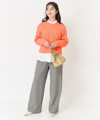 【小さいサイズ】ラメチェックタックワイドパンツ／洗える