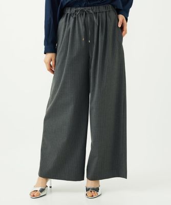 ＜MK MICHEL KLEIN（Women/小さいサイズ）＞【小さいサイズ】ストレートワイドパンツ（ストライプ・無地）／洗える