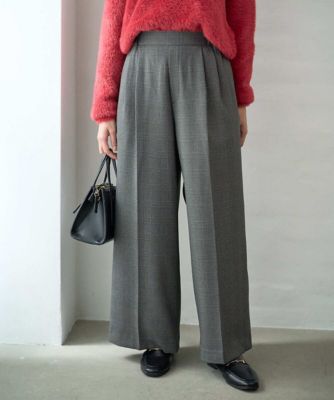 ＜MK MICHEL KLEIN（Women/小さいサイズ）＞【小さいサイズ】ストレートワイドシルエットパンツ（無地・チェック）／洗える