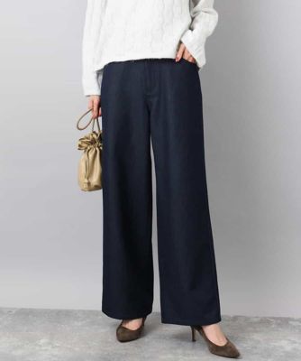 ＜MK MICHEL KLEIN（Women/小さいサイズ）＞【小さいサイズ】裏起毛ブーツカットシルエットデニムワイドパンツ／洗濯機で洗える