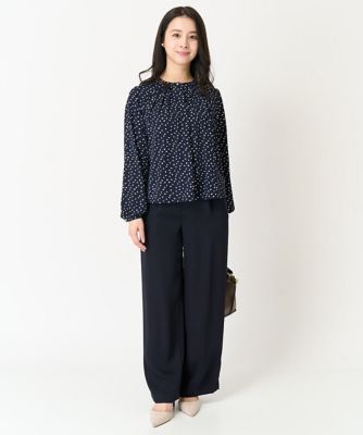 【小さいサイズ】ハイウエストワイドパンツ／撥水加工／洗える