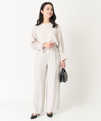【小さいサイズ】ハイウエストワイドパンツ／撥水加工／洗える