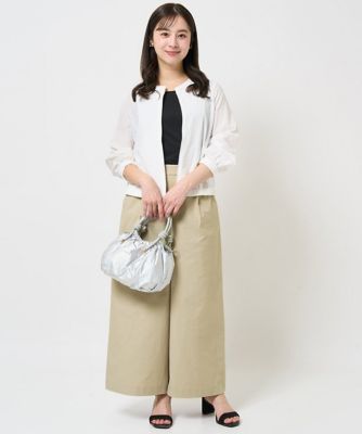【小さいサイズ】ストレッチツイル　プルオンワイドパンツ／洗える