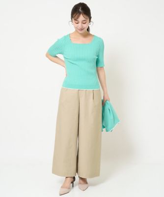 【小さいサイズ】ストレッチツイル　プルオンワイドパンツ／洗える