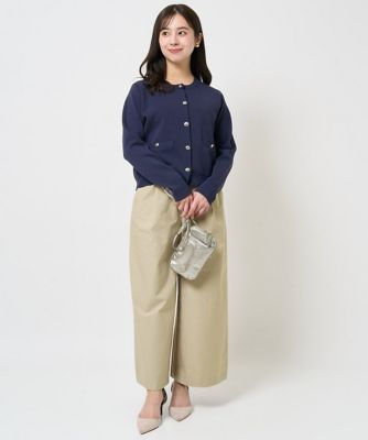【小さいサイズ】ストレッチツイル　プルオンワイドパンツ／洗える