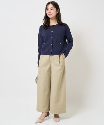 【小さいサイズ】ストレッチツイル　プルオンワイドパンツ／洗える