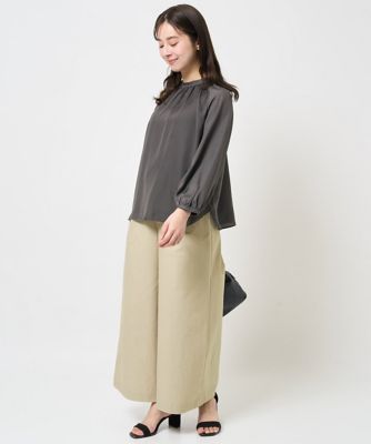 【小さいサイズ】ストレッチツイル　プルオンワイドパンツ／洗える