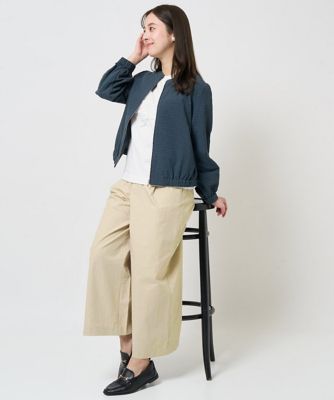 【小さいサイズ】ストレッチツイル　プルオンワイドパンツ／洗える