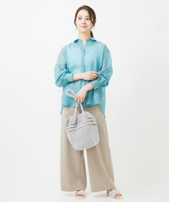 【小さいサイズ】シボストレッチワイドパンツ／セットアップ対応／洗える