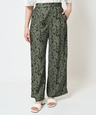 美品 PRADA フラワーデザイン パンツ 44 ブルー 1386