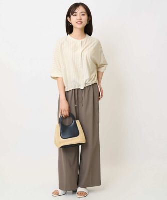 小さいサイズ】センタープレス入りストレートワイドパンツ／UVカット