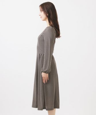 小さいサイズ】幾何柄ジャージーワンピース/イージーケア