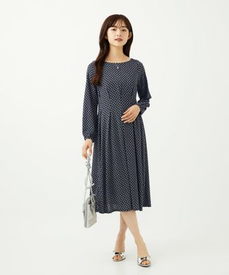 小さいサイズ】タックデザイン幾何柄ワンピース／洗濯機で洗える | MK