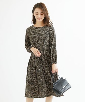 ＜MK MICHEL KLEIN（Women/小さいサイズ）＞【小さいサイズ】ツイード調プリントジャージープリントワンピース／イージーケア