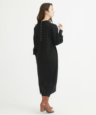＜MK MICHEL KLEIN（Women/小さいサイズ）＞【小さいサイズ】バックパール調デザインニットワンピース／洗える