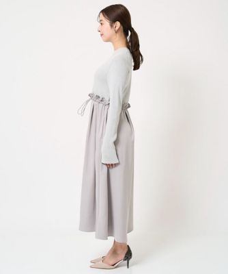 MK ミッシェルクラン（MK MICHEL  ）/【小さいサイズ】ニット×タフタ タックギャザー切替えワンピース/洗える 小さいサイズ】ニット×タフタ タックギャザー切替えワンピース／洗える