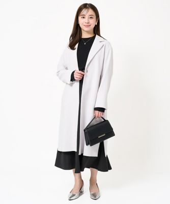 小さいサイズ】ニット×タフタ タックギャザー切替えワンピース／洗える