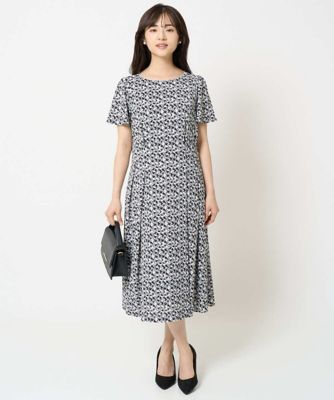 MK MICHEL KLEIN（Women/小さいサイズ）/エムケーミッシェルクラン 【小さいサイズ】ウエストタックジャージーワンピース（幾何柄・無地）／洗える