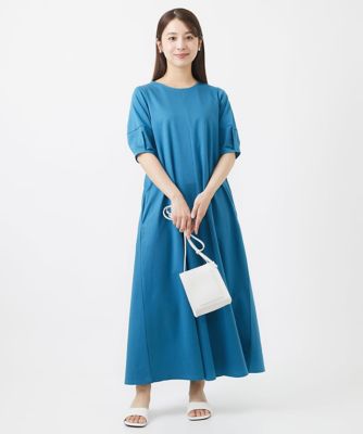 Aライン シンプル ワンピース 6色 ランタンスリーブ 韓国 cr9844 ワンピース 七分袖 透け感 ハイウエスト ランタンスリーブ V