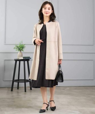 極美品✨　23区　小さいサイズ　ジャージーAラインワンピース　ベージュ　32 小さいサイズ】［洗える］ダイヤ柄ジャージーワンピース | MK MICHEL