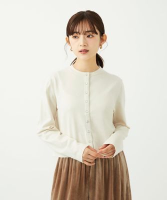 MK MICHEL KLEIN（Women/小さいサイズ）/エムケーミッシェルクラン ドットボタンコンパクトニットカーディガン/洗える 80アイボリー トップス【三越伊勢丹/公式】