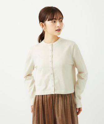 小さいサイズ】ドットボタンコンパクトニットカーディガン／洗える