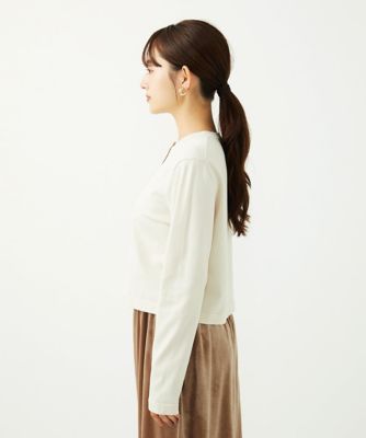 小さいサイズ】ドットボタンコンパクトニットカーディガン／洗える