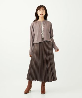 小さいサイズ】ドットボタンコンパクトニットカーディガン／洗える