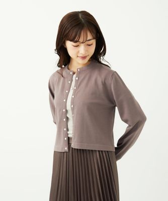 MK MICHEL KLEIN（Women/小さいサイズ）/エムケーミッシェルクラン ドットボタンコンパクトニットカーディガン/洗える 93モカグレー トップス【三越伊勢丹/公式】