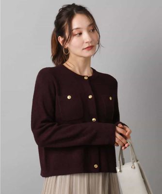 MK MICHEL KLEIN（Women/小さいサイズ）/エムケーミッシェルクラン ミニブークレーカーディガン/洗える 87ブラウン トップス【三越伊勢丹/公式】