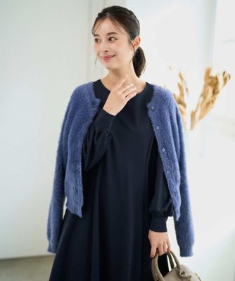 MK MICHEL KLEIN（Women/小さいサイズ）/エムケーミッシェルクラン フェザーニットカーディガン/洗える 55ブルー トップス【三越伊勢丹/公式】