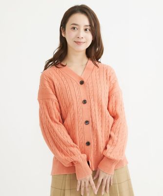 ＜MK MICHEL KLEIN（Women/小さいサイズ）＞【小さいサイズ】ケーブル編みニットカーディガン／洗える