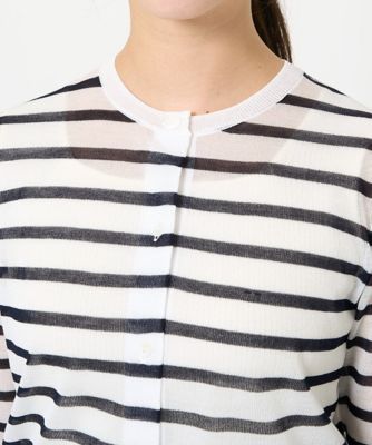 小さいサイズ】シアーボーダーニットカーディガン／洗える | MK MICHEL